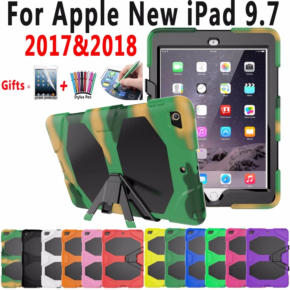 Сверхпрочный силиконовый чехол для Apple новый iPad 9 7 2017 2018 A1822 A1823 A1893 подставка
