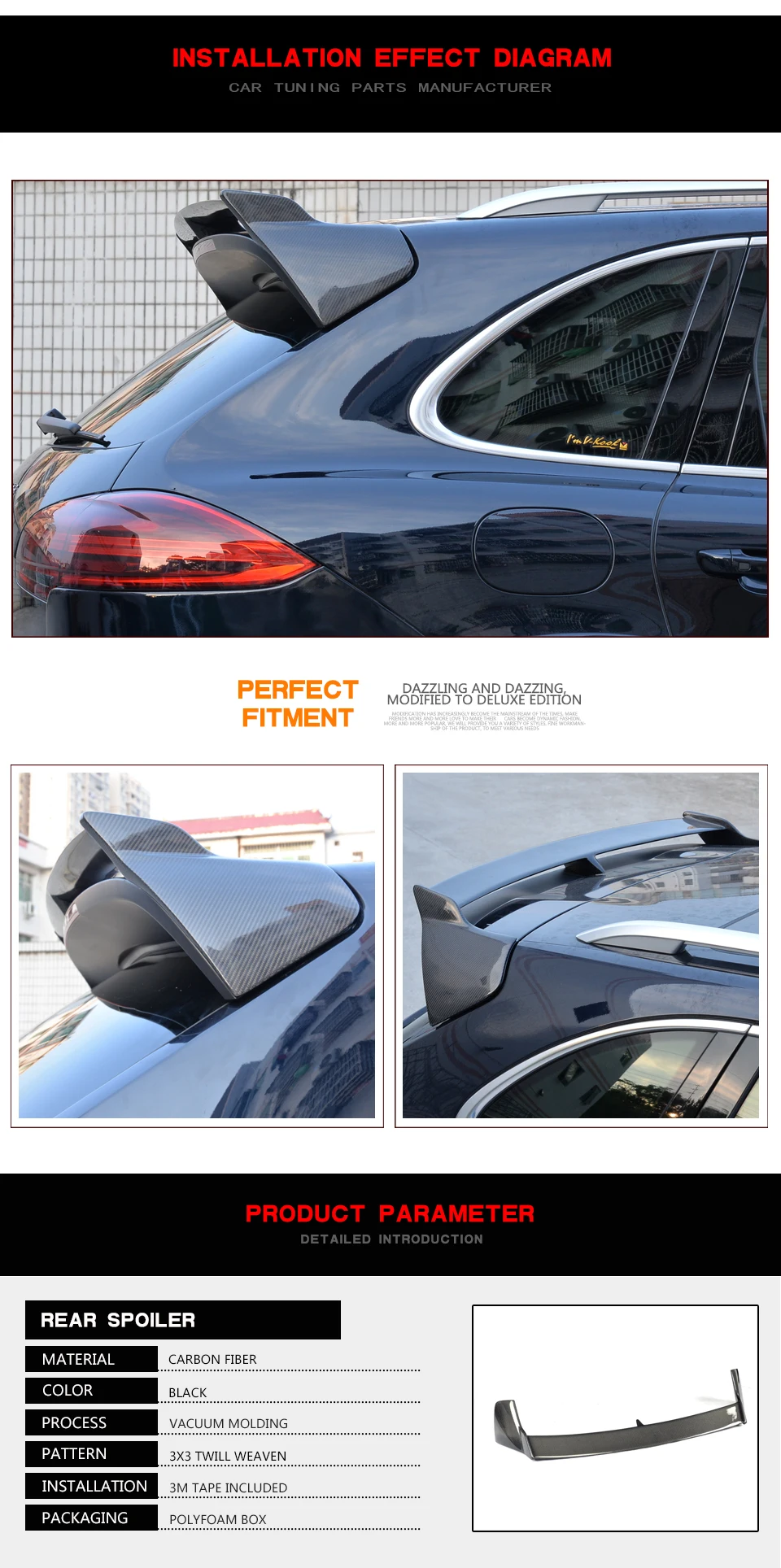 Карбоновый Автомобильный задний спойлер на крыло, крышу чехол для Porsche Cayenne 958 Turbo S Sport 4 двери
