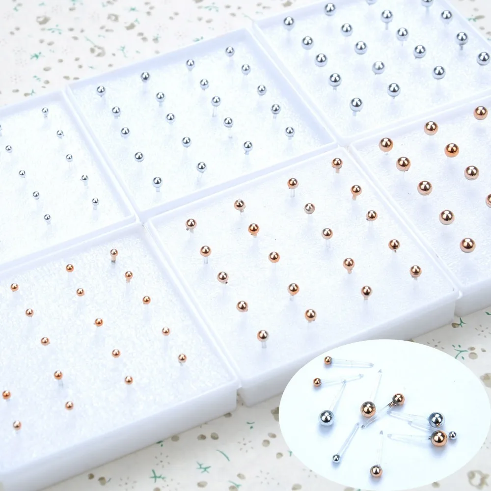 

10 Pairs 2-4mm Ear Stud Earring For Woman Party Jewelry Piercing Small Round Gold Silver Ball Earrings For Girls Allergy Free