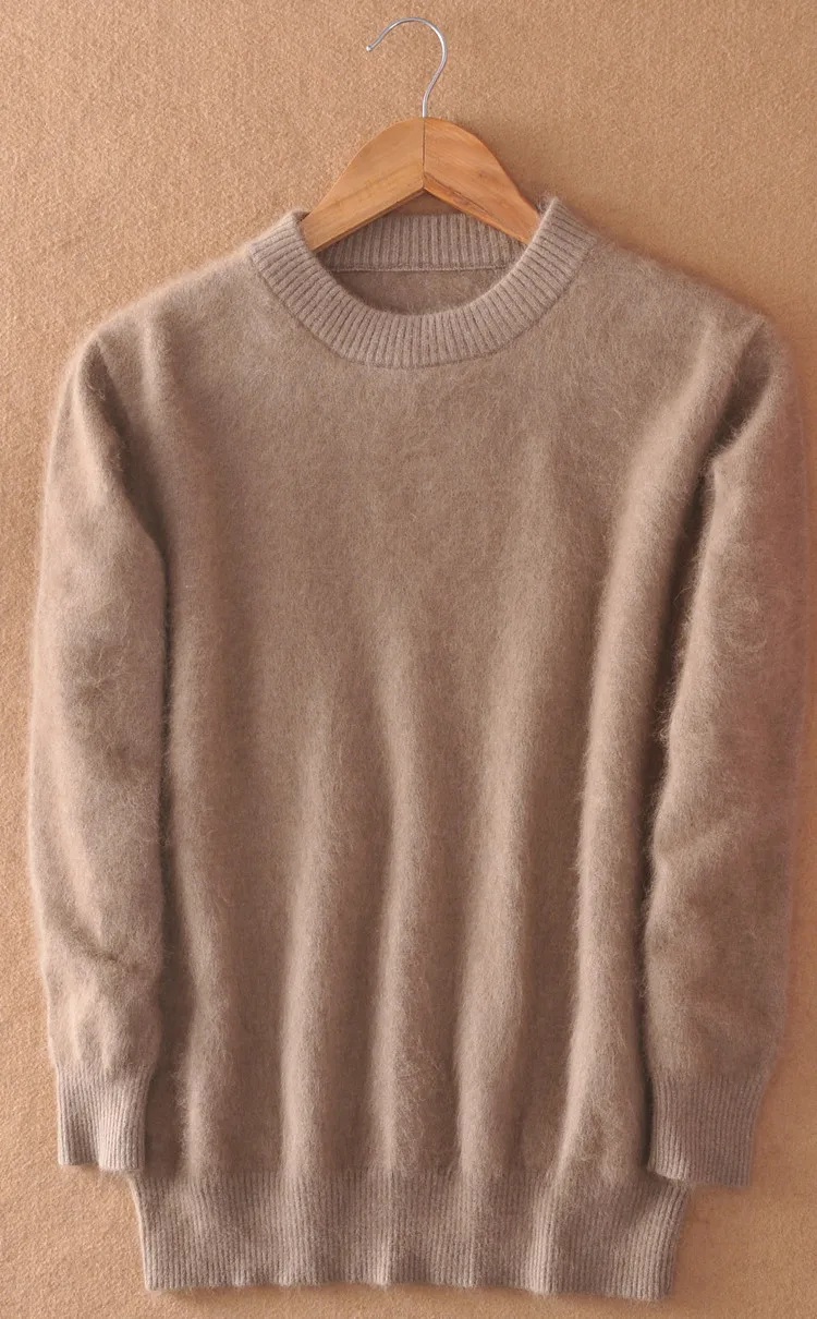 Мужской Пушистый свитер кашемир с норкой зимние осенние мужские пуловеры с круглым вырезом и длинными рукавами мягкий теплый вязаный свитер