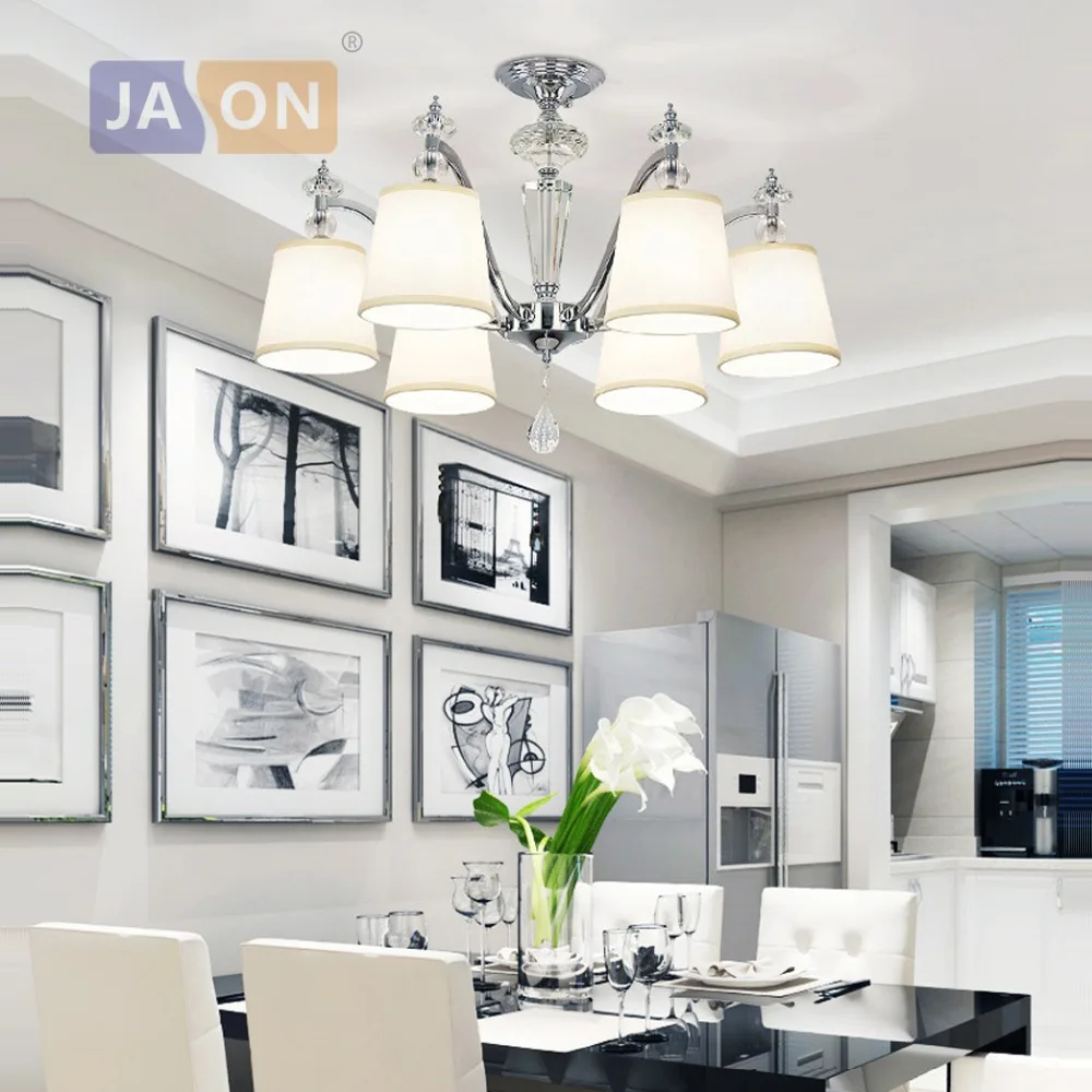 

led e14 Postmodern Iron Crystal Fabric Chrome LED Lamp.LED Light.Ceiling Lights.LED Ceiling Light.Ceiling Lamp For Foyer