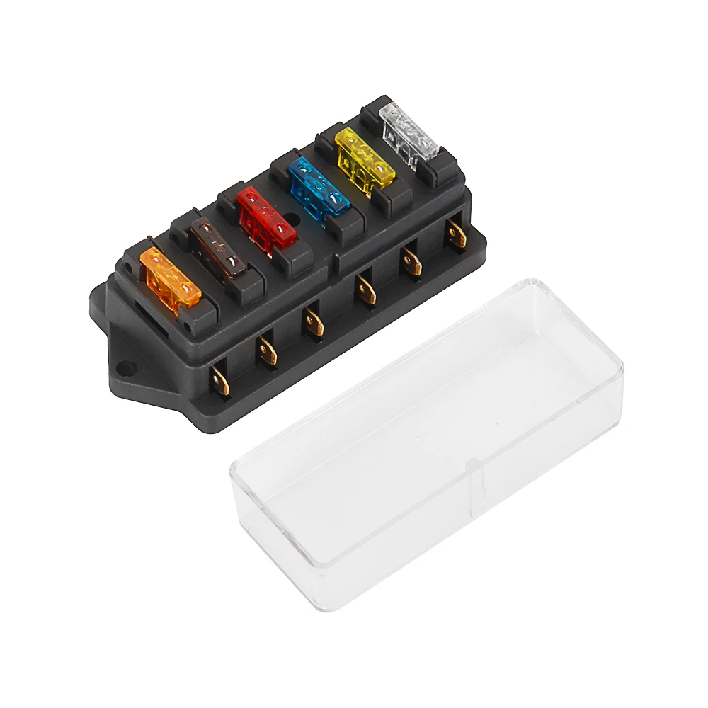 

Jtron 6 way/10 Way Blade Fuse Box Holder with LED Warning Light for Car Boat Marine Trike 12V 24V M Size