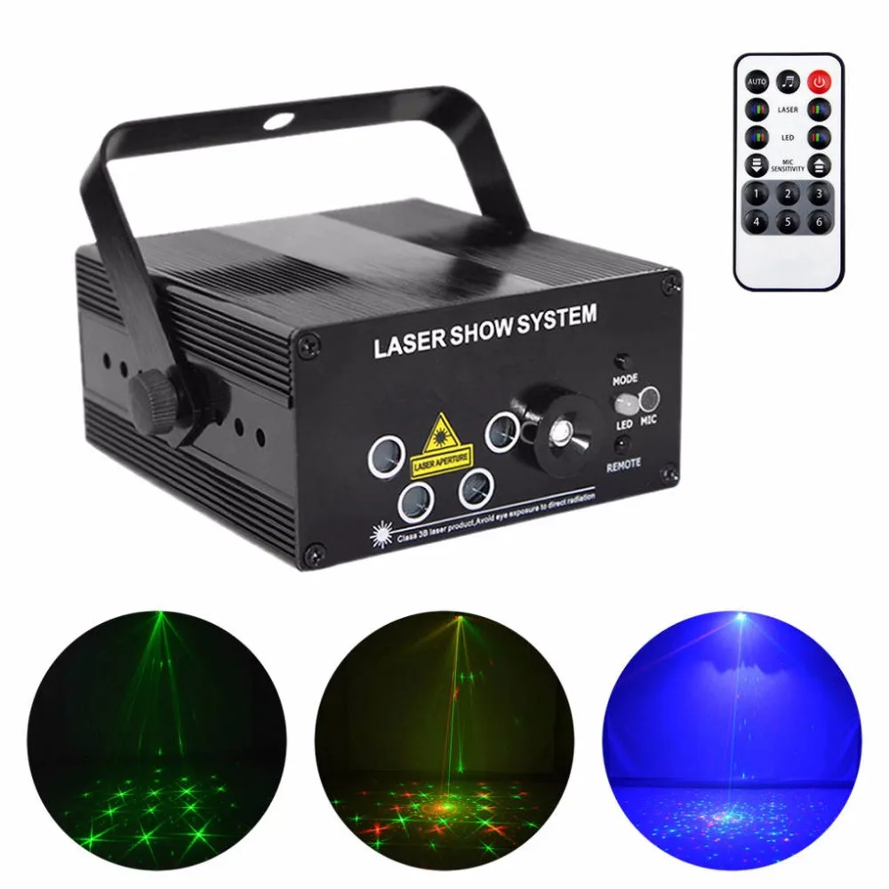 

AUCD Mini Remote 96 Patterns Red Green 4 Laser Mix BLUE LED Effect Stage Lighting DJ Home Party Show Wedding Xmas Lights L96RGRG