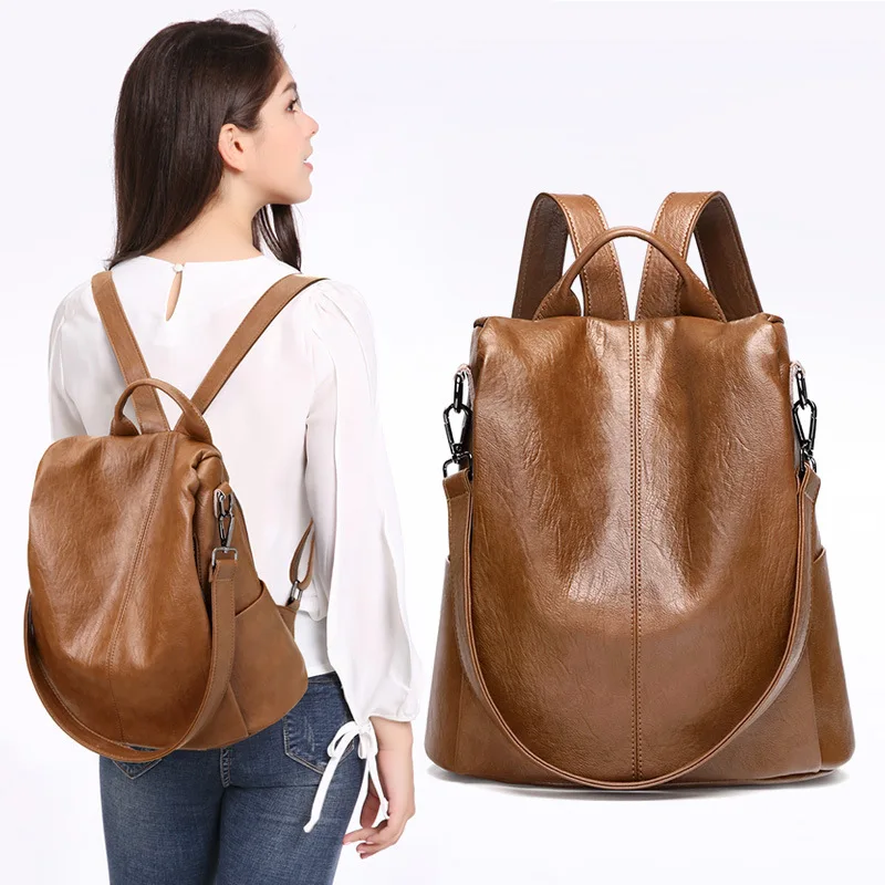 

2019 New Anti Theft Backpack Female High Quality PU Leather Backpack Women School Backpack for Teenage Girls Sac A Dos Femme