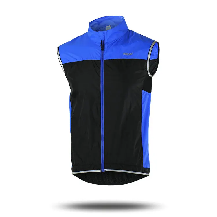 ARSUXED Men Cycling Jersey Sleeveless Breathable Windproof Sport Cycling Vest Reflective MTB Bicycle Running Male Wind Breaker