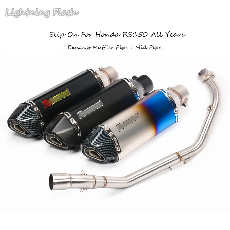 

51MM Motorcycle Exhaust Muffler Tail Pipe Removable Silencer With Middle Link Eblow Pipe Slip On For Honda RS150 All Years
