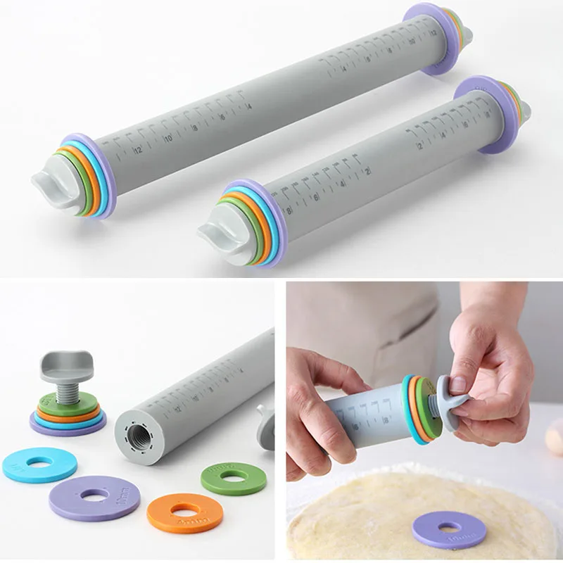 

Non-stick Rolling Pin Silicone Fondant Embossing Cake Pastry Adjustable Cake Dough Roller Baking Noodles Bakeware Tools