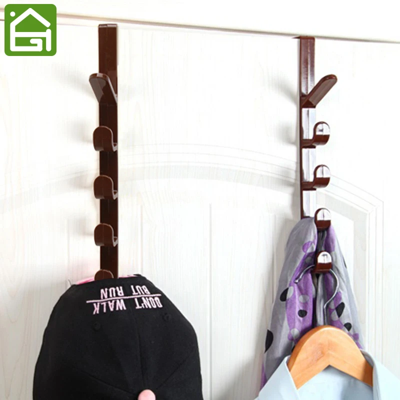 

1 pc Plastic Over the Door Clothes Bag Hanger with 5 Hooks Heavy Duty Door Rack