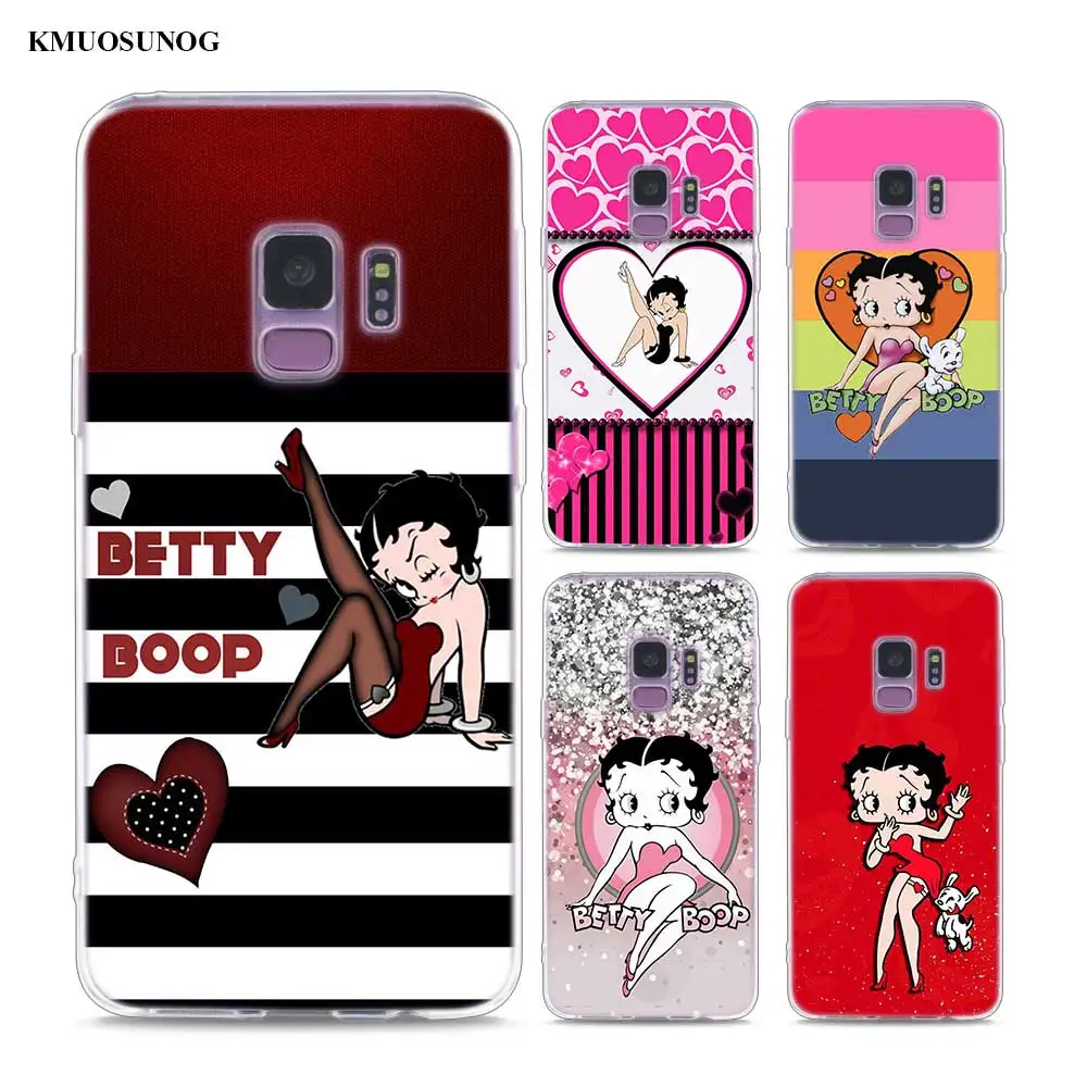 

Transparent Soft Silicone Phone Case Pink sexy Betty Boop for Samsung Galaxy Note 9 8 S9 S8 Plus S7 S6 Edge S5 S4 Mini
