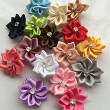 10 шт. атласная лента цветок с хрустальными бусинами аппликации см. Картинку