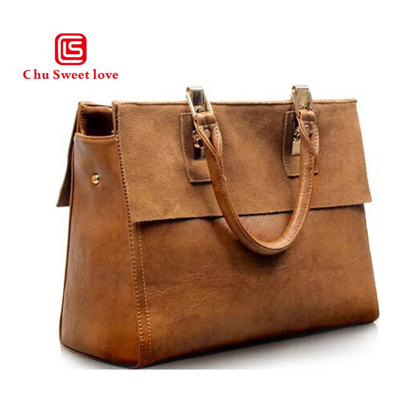

European and American style retro handbag ladies Messenger bag big temperament leather cow two-layer shoulder bag handbag