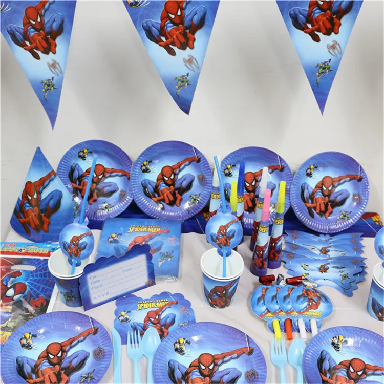 

106Pcs/Lot Spiderman Theme Baby Shower Boys Birthday Decoration Wedding Event Party Supplies Various Tableware Sets