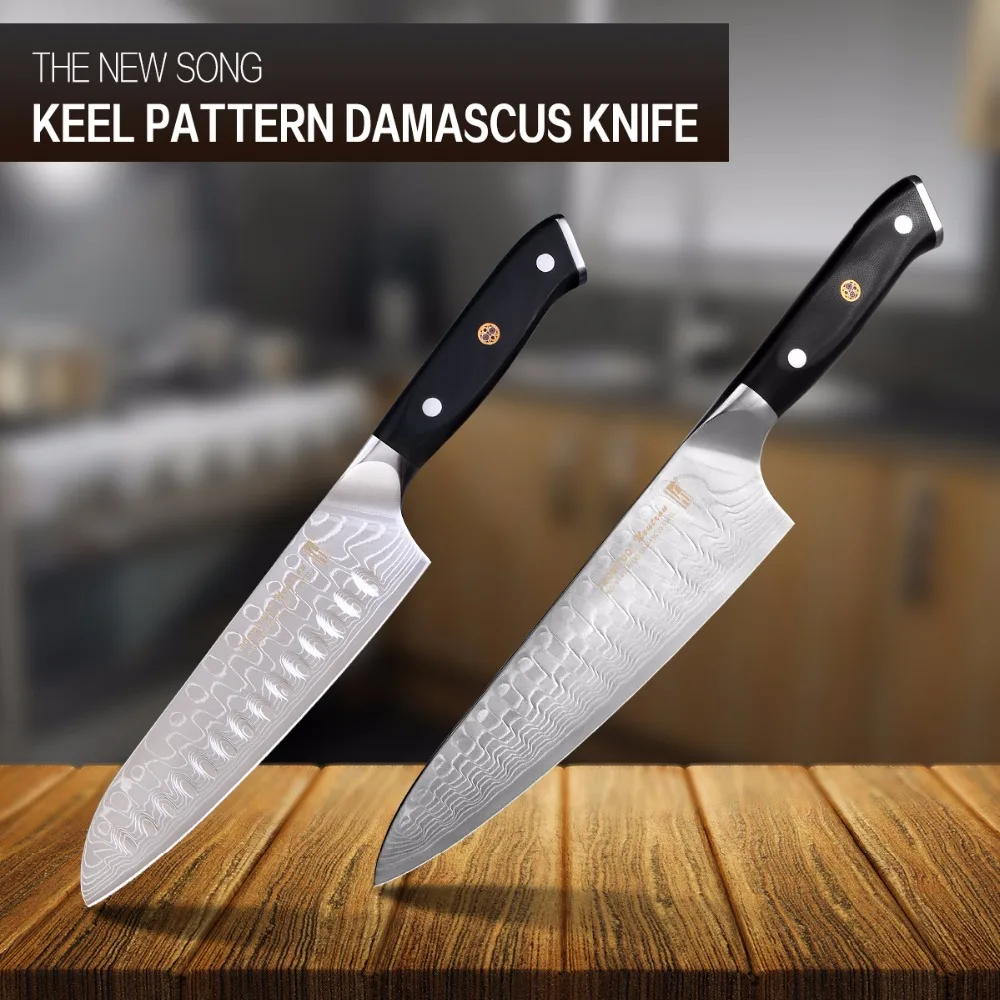 Uncategorized How To Sharpen Kitchen Knives popular sharpen santoku knife buy cheap lots song keel pattern chef 45 layers damascus steel aus 10 g10 handle blade