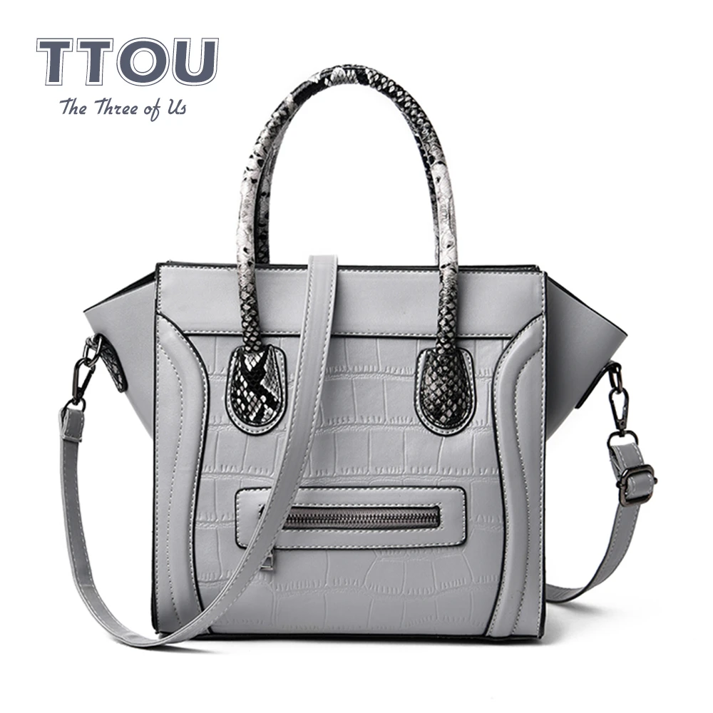 

TTOU Fashion Large Women Trapeze Tote Bag Quality Leather Female Shoulder Bag Famous Designer Ladies' Daily Shopping Handbag