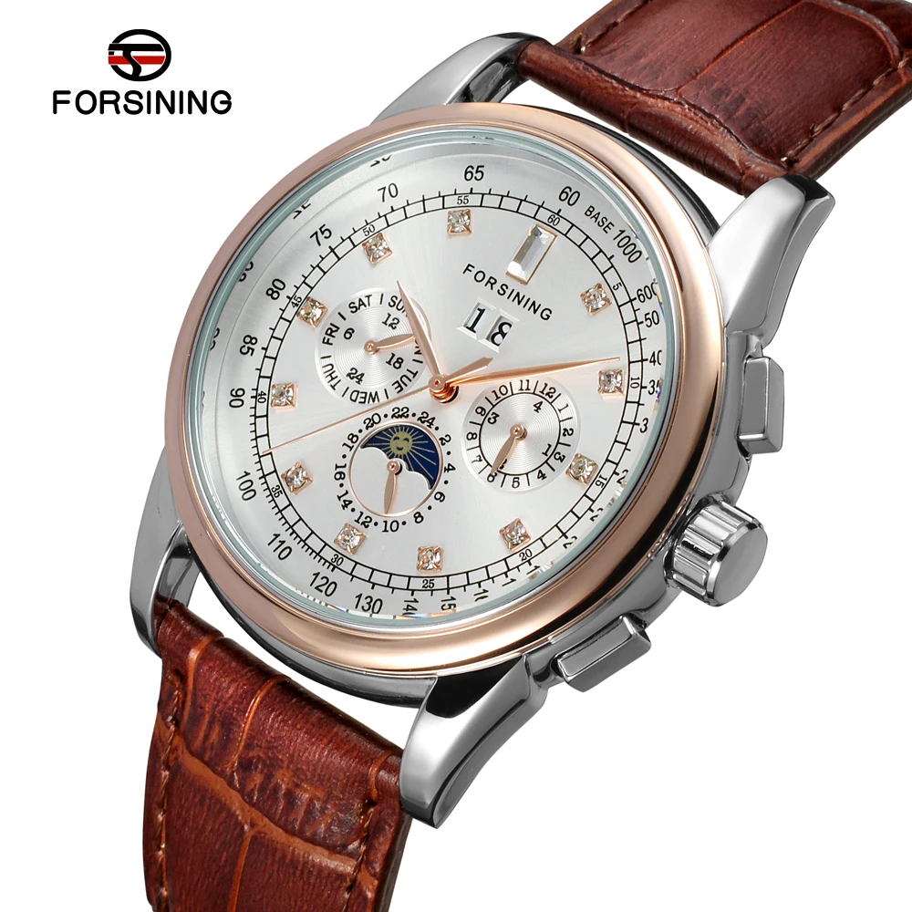 FSG319M3T4 Forsining Automatic self-wind dress men moon phase watch with complete calendar free shipping with gift box FSG319M3T4 Forsining Automatic self-wind dress men moon phase watch with complete calendar free shipping with gift box