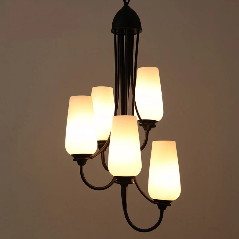 

American style villa penthouse floor staircase simple creative spiral staircase staircase long lamp iron Pendant Light ZX49