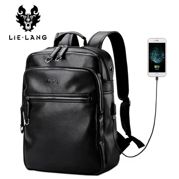 

Men Classic Backpack for School Travel Bag Black PU Leather Men's Fashion Shoulder Bags Vintage Boys Korean School Backpacks