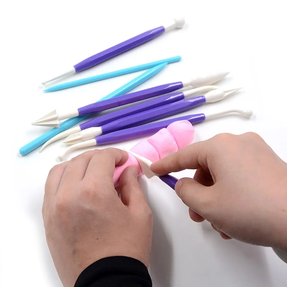 

8pcs/lot Sugar Craft Fondant Cake Pastry Carving Cutter Chocolate Decorating Flower Modelling Plastic Baking Craft Tool Set
