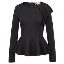 Kate Kasin осенние женские футболки с длинными рукавами женские повседневные топы футболки эластичные черные расклешенные окантован оборкой футболка с дизайном на готическую тему Топы