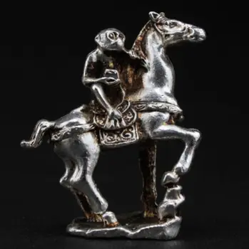 

Exquisite Interesting Chinese Old Handwork Miao Silver Monkey on Horse Auspicious Statue.