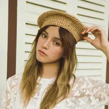 Простая рафия шляпа от солнца Соломенная женская летняя повседневная Элегантная Женская шляпка-берет во французском стиле модная винтажная шляпа для живописцев