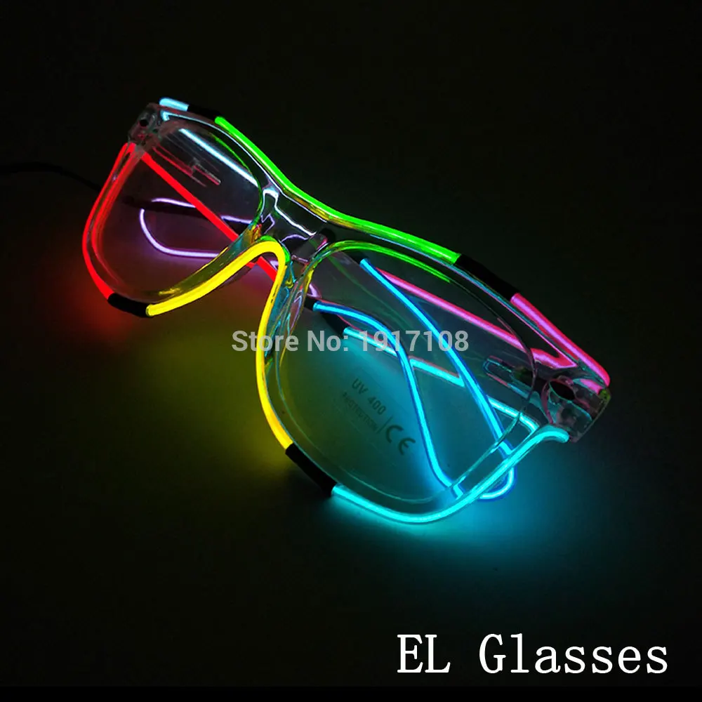 Новая мода 10 цветов мигающий EL провод светодиодные очки светящиеся вечерние декоративный светильник ing классический подарок яркий светильник подарок на фестиваль - Цвет: 8 Colors glasses