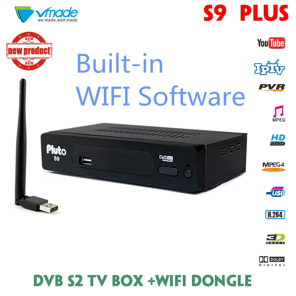 Vmade новейший DVB S9 PLUS телеприставка H.264/MPEG-4 встроенный wifi Поддержка программного обеспечения установка CCCAM/IPTV DVB S2 HD спутниковый ресивер