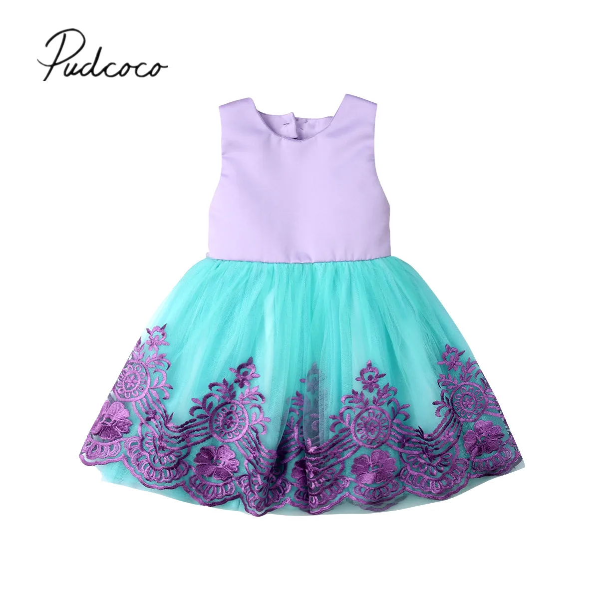 

2019 Children Summer Clothing Flower Kids Baby Girl Bow Pageant Party Princess Formal Gown Tutu Dress Lace Chiffon Costume 6M-5T