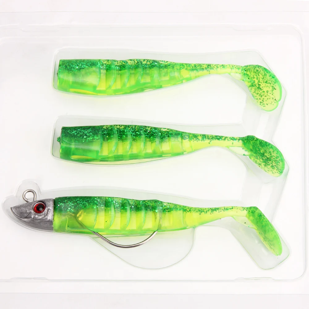 Shad sea Silicone Crank Lead Head hook worm Minnow Lure Soft bass Bait