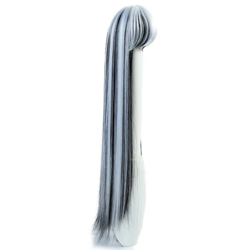 

Bybrana BJD Wig for 3/1 4/1 6/1 High Temperature Fiber Girl and boy Black and white gradient straight hair uncle modelsfor Dolls