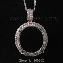 Винтажный Овальный 17x19 мм 18kt белый золотой бриллиант полукрепление помолвочная подвеска P171B