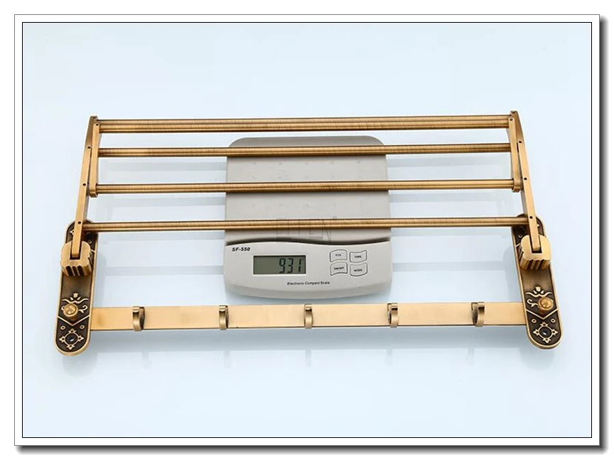 Ванная комната Полотенца полки складной подвижный Ванна Полотенца стойки античная бронза Полотенца держатель с крюком Аксессуары для