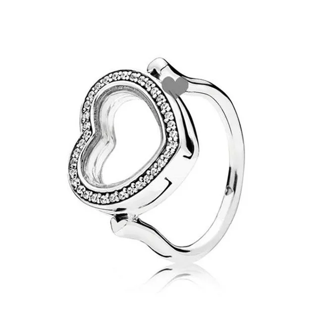 

SIENTO 100% 925 Sterling Silver 1:1 Charm Authentic Floating Box Heart Shape Ring Suitable for DIY Small Decoration Original