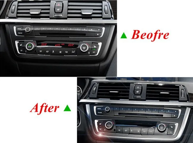 Chrome central control frame cover trim console panel decorative strip Auto accessories interior sequins for BMW 3 series f30 316i 320 318 (5)