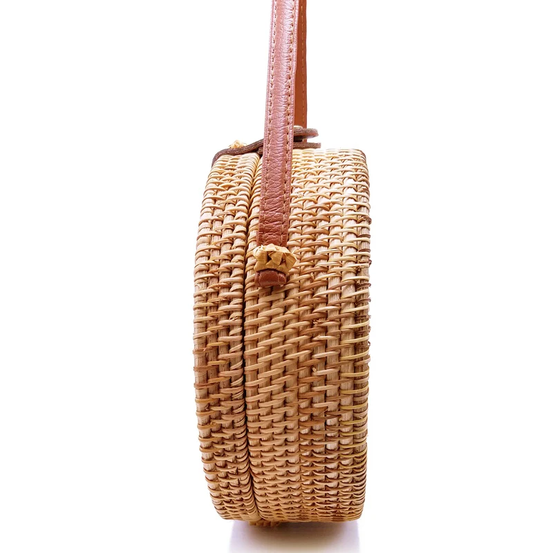 Bohemian Bali Rattan Bags for Women Small Circle Beach Handbags Summer Vintage Straw Bag Handmade messenger bag L26