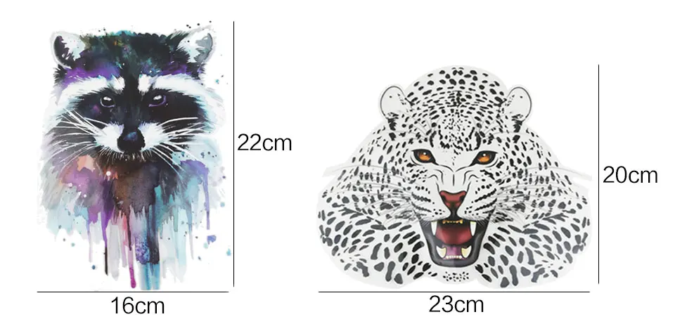 Large Animal Patches Stickers A-level Washable Large Fox Dog Tiger Leopard Heat Patch Transfer Iron On Patch For Clothes Fabric (2)