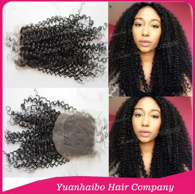 

3.5"*4" High 7A Grade! #1b malaysian kinky curly virgin lace closure with long baby hair free shipping