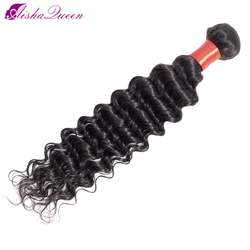 Aisha Queen 100% Human Hair Bundles Deep Wave 1 Bundles Non Remy Brazilian Hair Weave Natural Color 8\