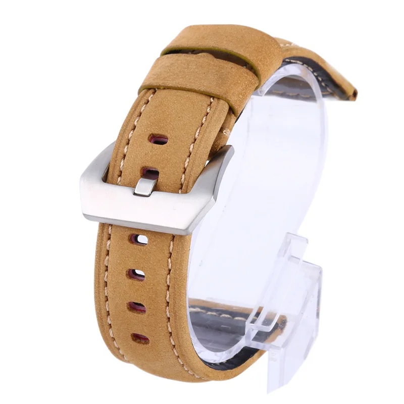 

Leather Padded Vintage Watch Band Brushed Tang Buckle For Men
