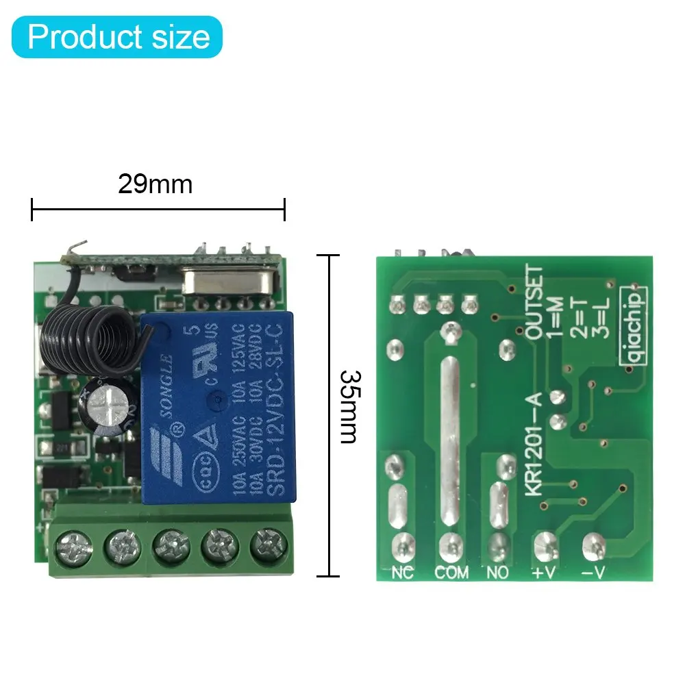 433 МГц Универсальный беспроводной пульт дистанционного управления DC 12 В 1CH релейный модуль приемника и 4 шт. РЧ передатчик 433 МГц пульт дистанционного управления