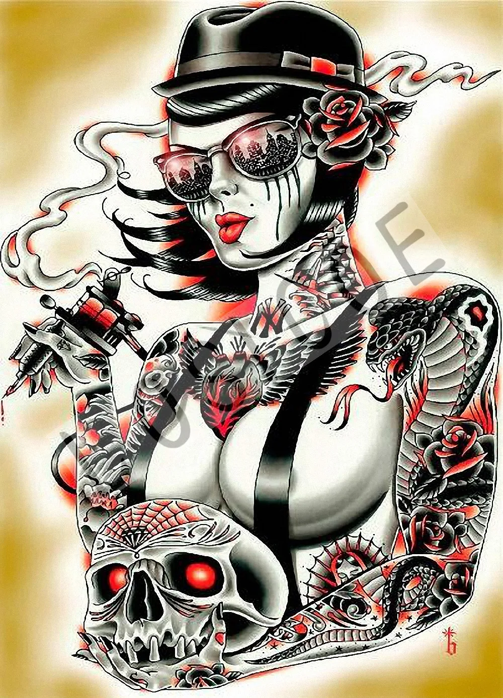 Тату \ Thrash Metal Skull Heavy Dope Rock N Roll gig Poster 30X42 см HD Печать Искусство Винтаж крафт