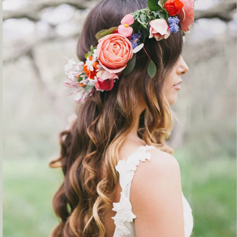 

Women Bridemaid Flower Headband Crown Floral Garlands Hairband Wedding Party Hair Accessories New