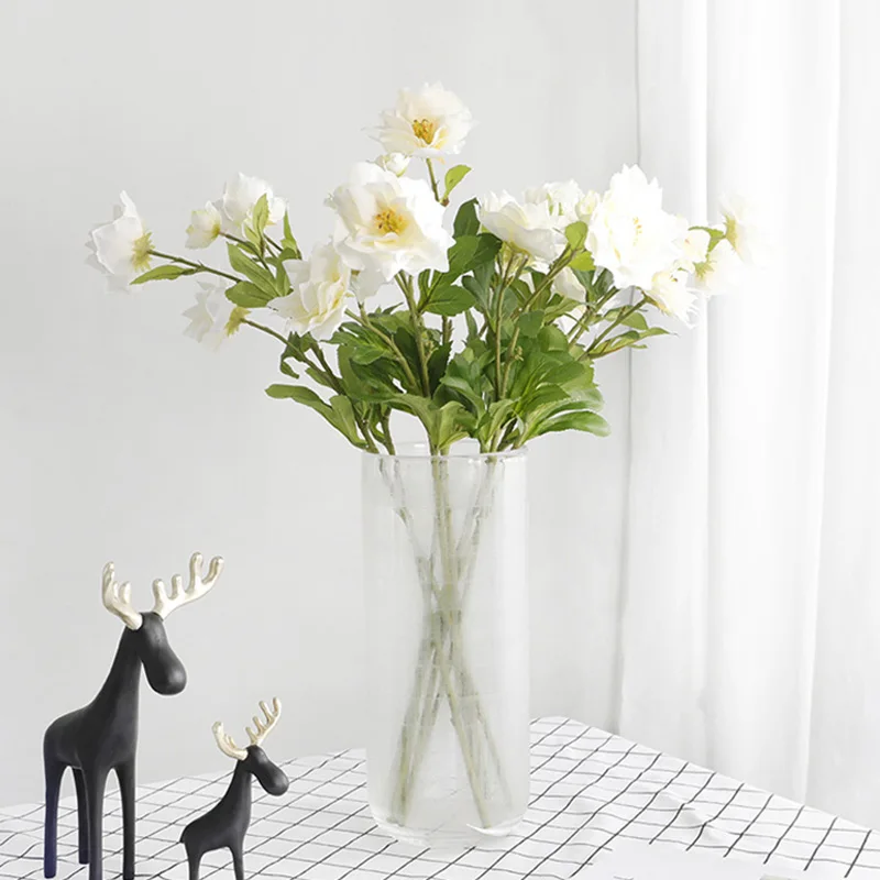 

3 Forks Artificial Lotus Flowers Real Touch Silk Fake Flower Branch Party Wedding Decoration Floral Home Decor Simulation Plant