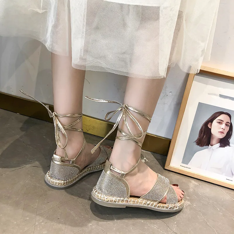 Beige Heeled Sandals Strappy Heels Fashion Womens Shoes 2019 All-Match Crocs-shoes Slippers Cross Black Lace Up Sandals Luxury