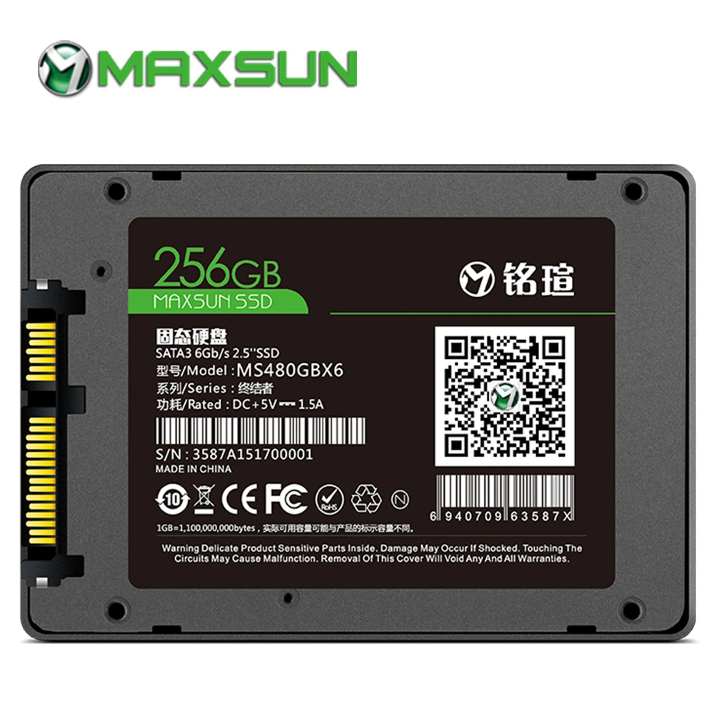 MAXSUN SSD 256 Гб 2,5 дюйма SATAIII SSD SMI, TLC 480~ 520 МБ/с. 420~ 450 МБ/с. три года гарантии Внутренний твердотельный накопитель для портативных ПК