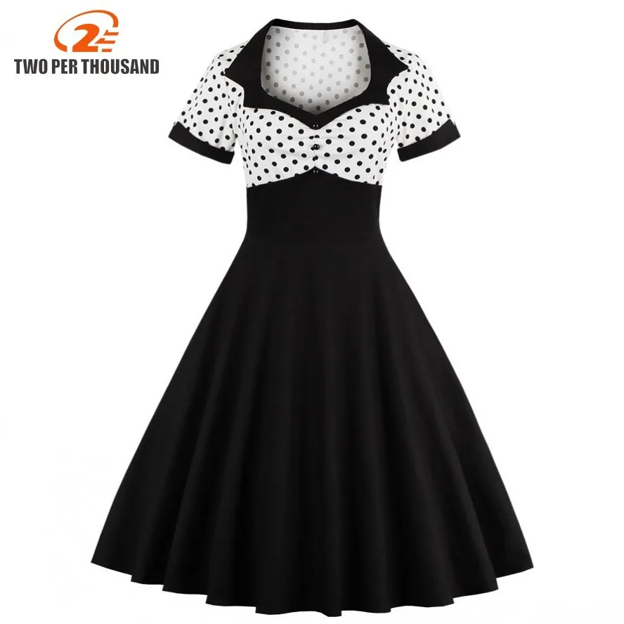 

2018 Summer Women Dress Retro 1950s 60s Dress Female Polka Dots Pinup Rockabilly Sexy Party Dresses Vintage Tunic Vestidos Mujer