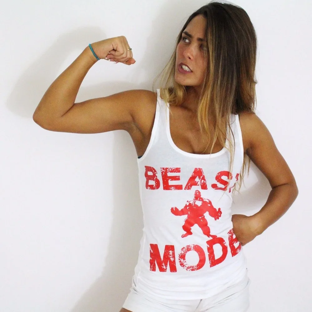 

BEAST MODE Women Tanks Top GTM Clothes Fitness Shirt Squat Workout Apparel Motivational White Tee Shirt