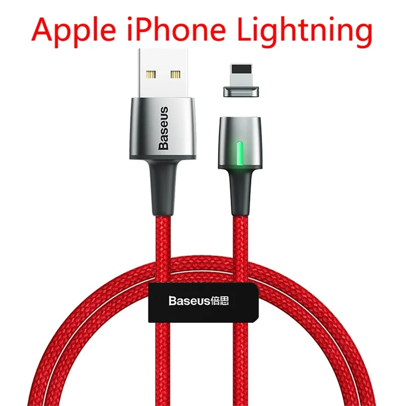 Магнитный кабель usb type c 3A Быстрая зарядка для Samsung Galaxy S8 s9 s10 note 9 huawei oneplus 6 xiaomi 5 micro usb кабель зарядного устройства - Цвет: IP Lightning Red