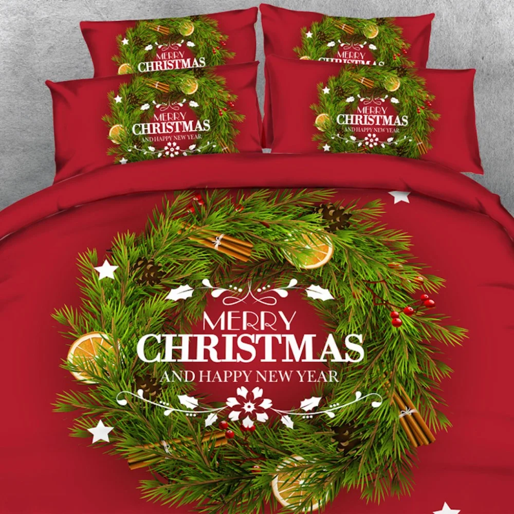 Goldeny 4 Parts Per Set Merry Christmas greetings 3d bed linen set comforter cover bedding sets | Дом и сад