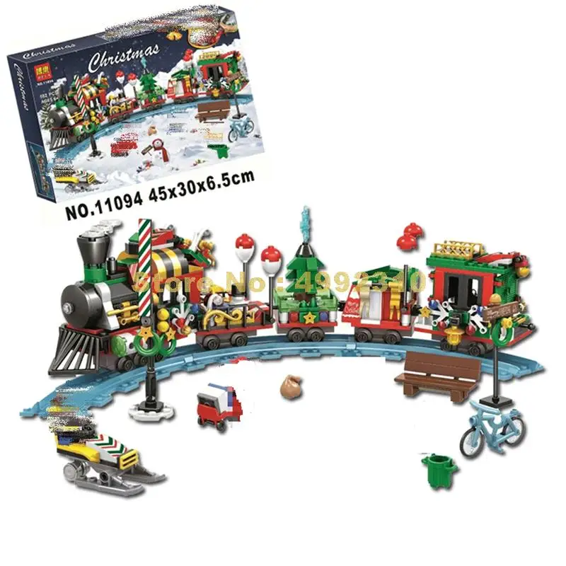

11094 552pcs advent calendar festival santa claus train journey christmas building block 4 figures Bricks Toy